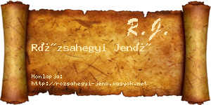 Rózsahegyi Jenő névjegykártya